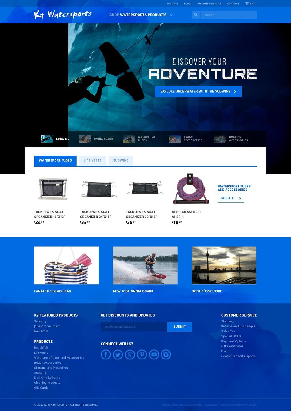 ksevenwatersports.com shopify website screenshot