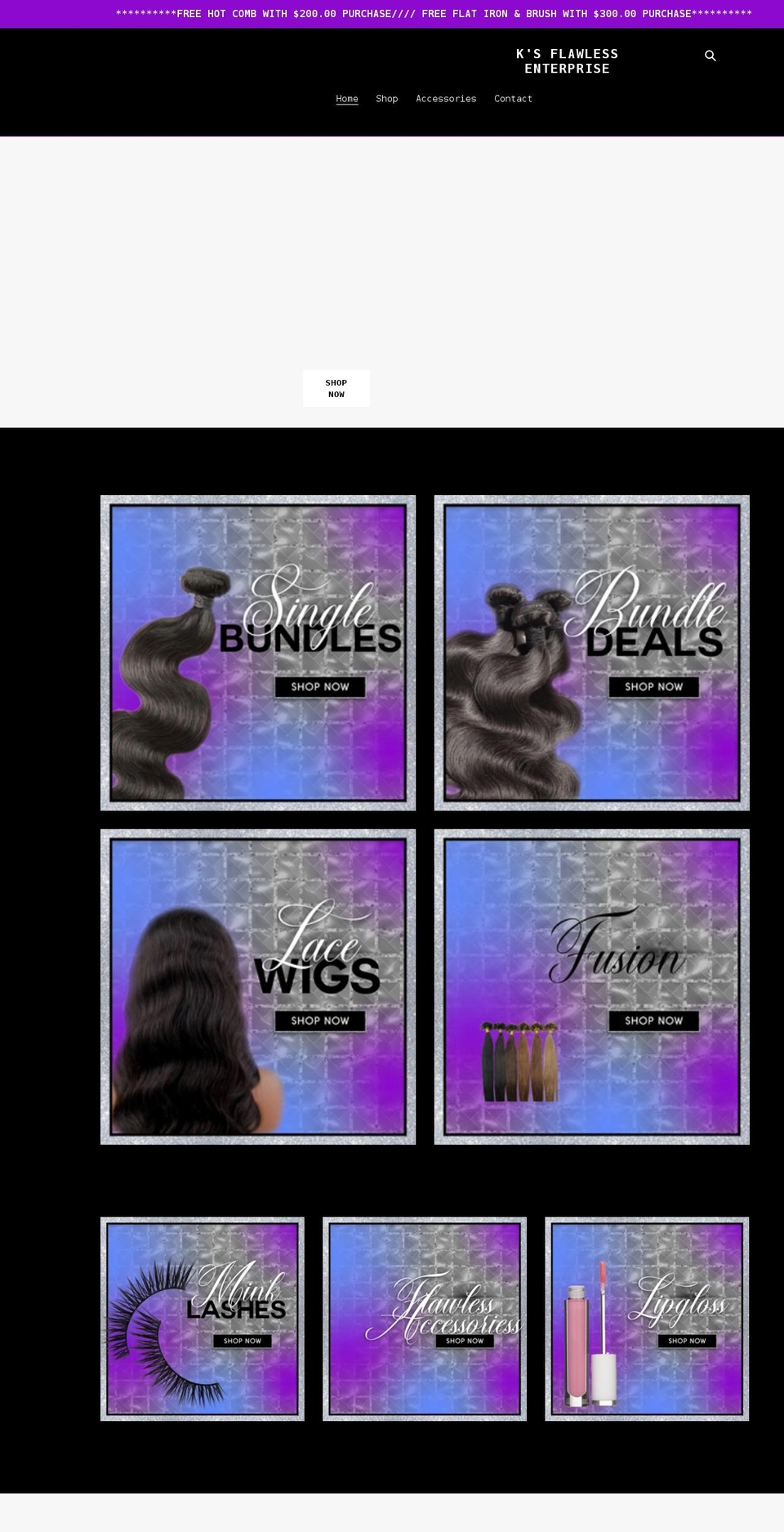 ksflawlesse.com shopify website screenshot