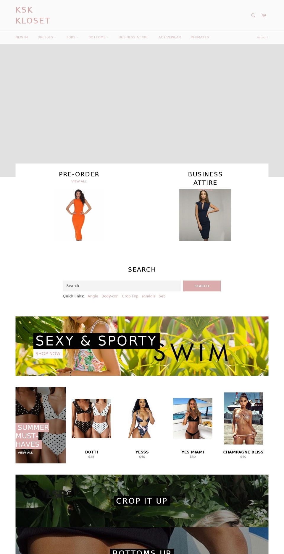 kskkloset.com — Shopify storefront screenshot