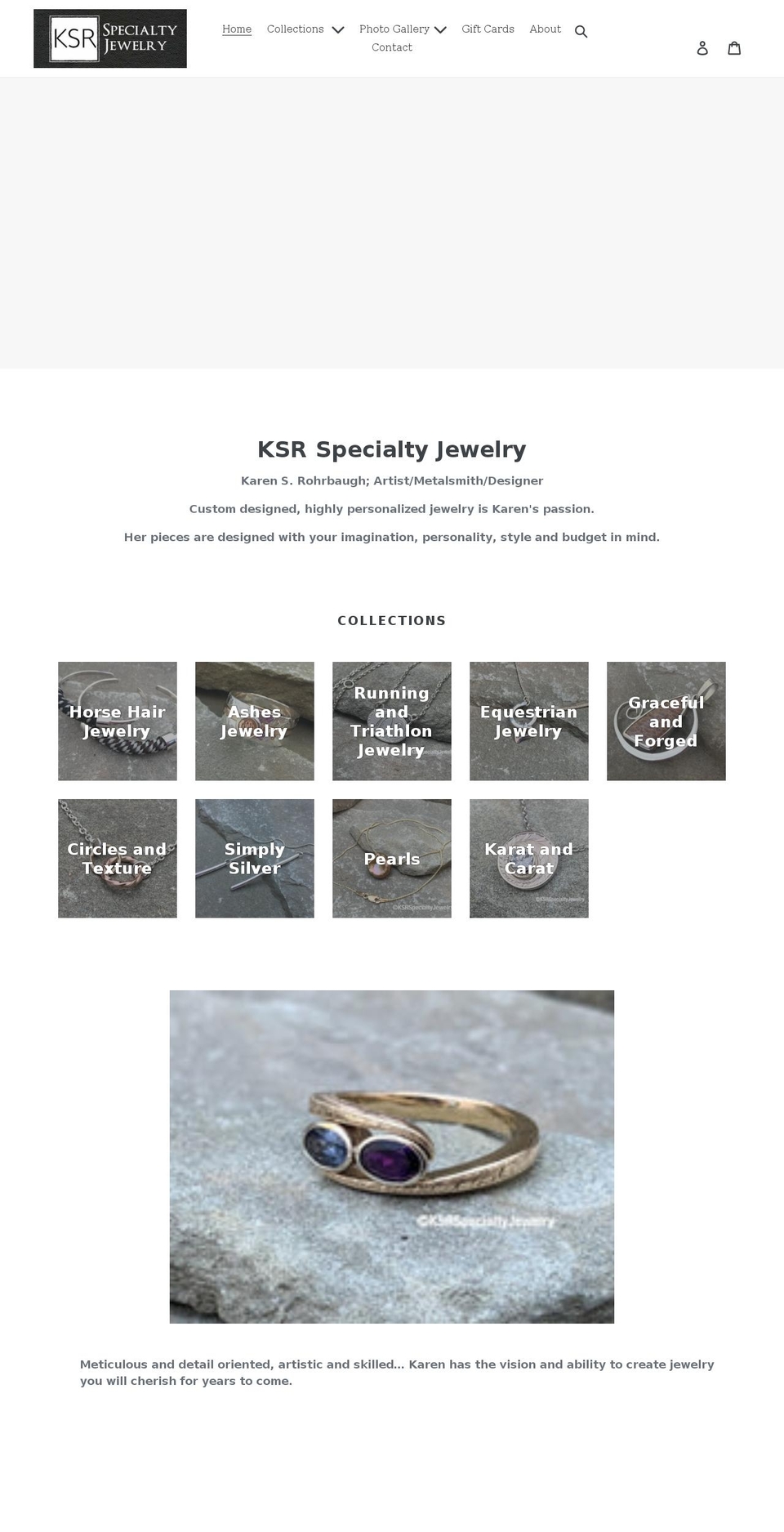 ksrspecialtyjewelry.com shopify website screenshot