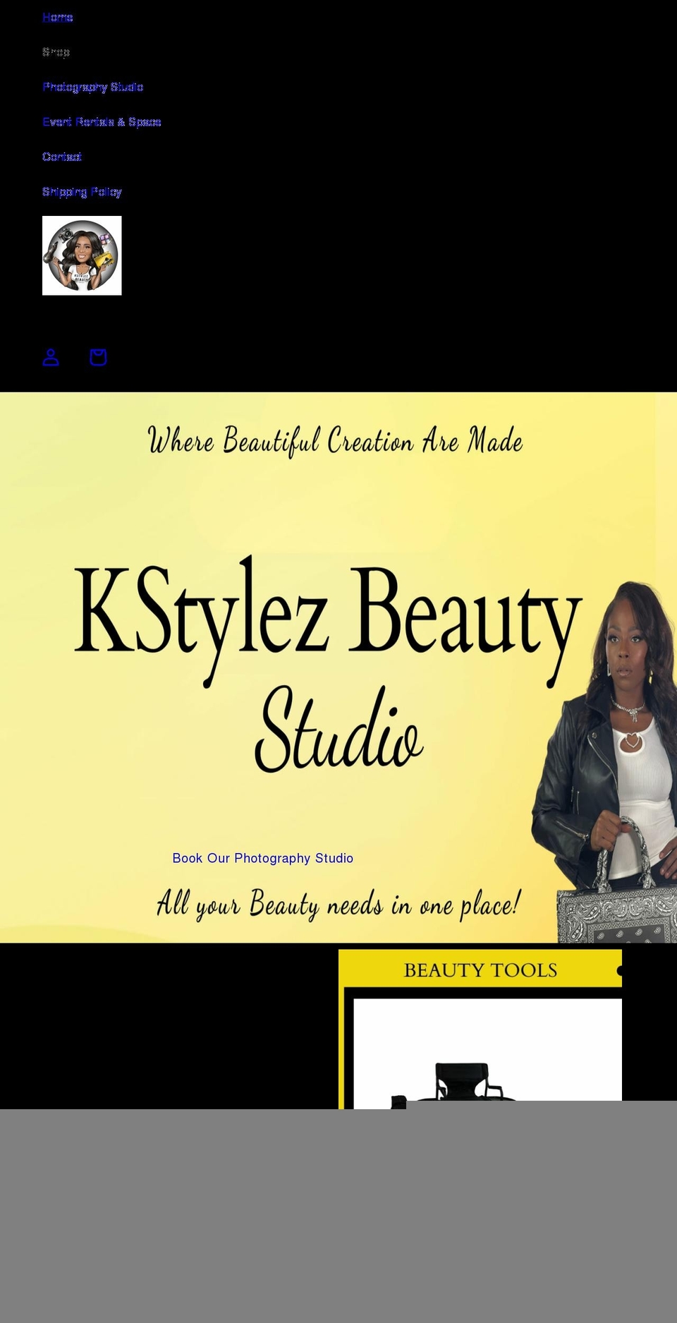 kstylezbeautystudio.com shopify website screenshot