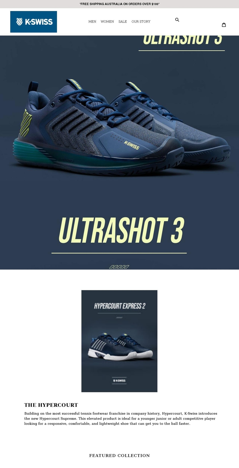 kswiss.com.au shopify website screenshot