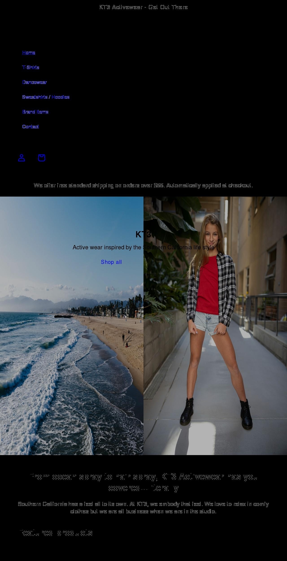 kt3activewear.com shopify website screenshot