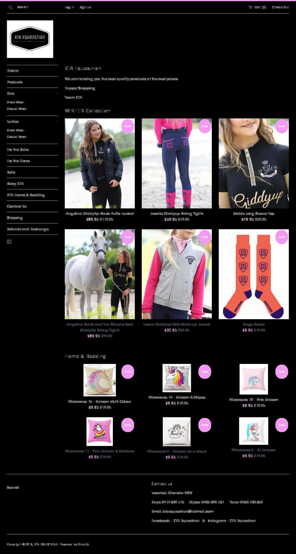 ktaequestrian.com shopify website screenshot