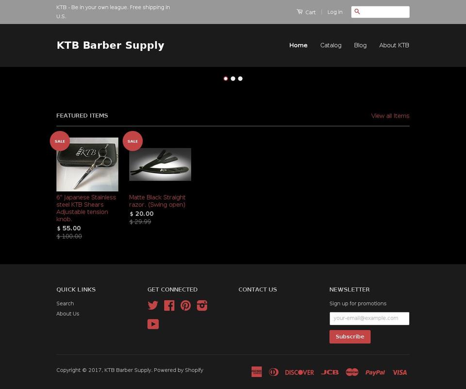 ktbbarbersupplystore.com shopify website screenshot