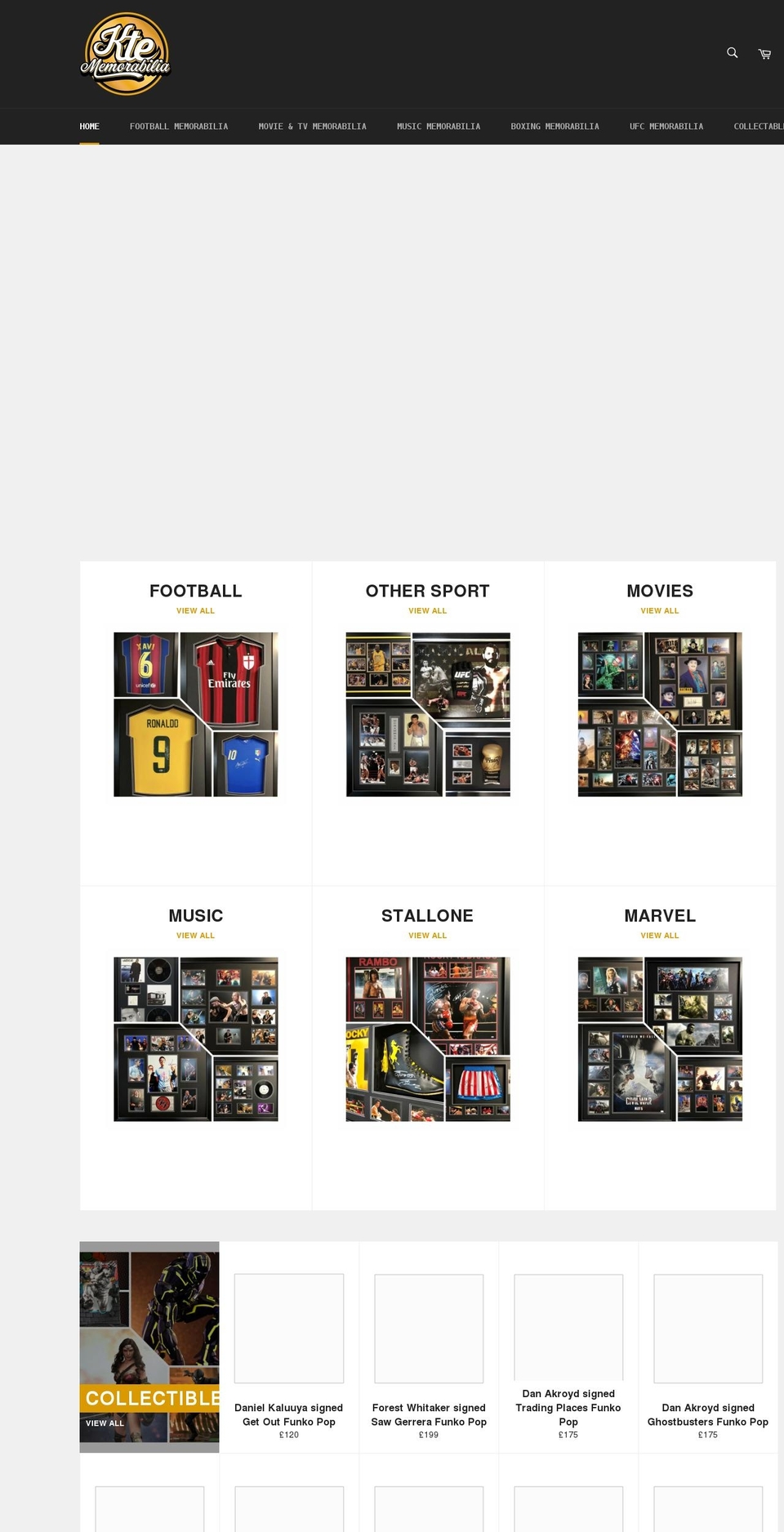 ktememorabilia.com shopify website screenshot
