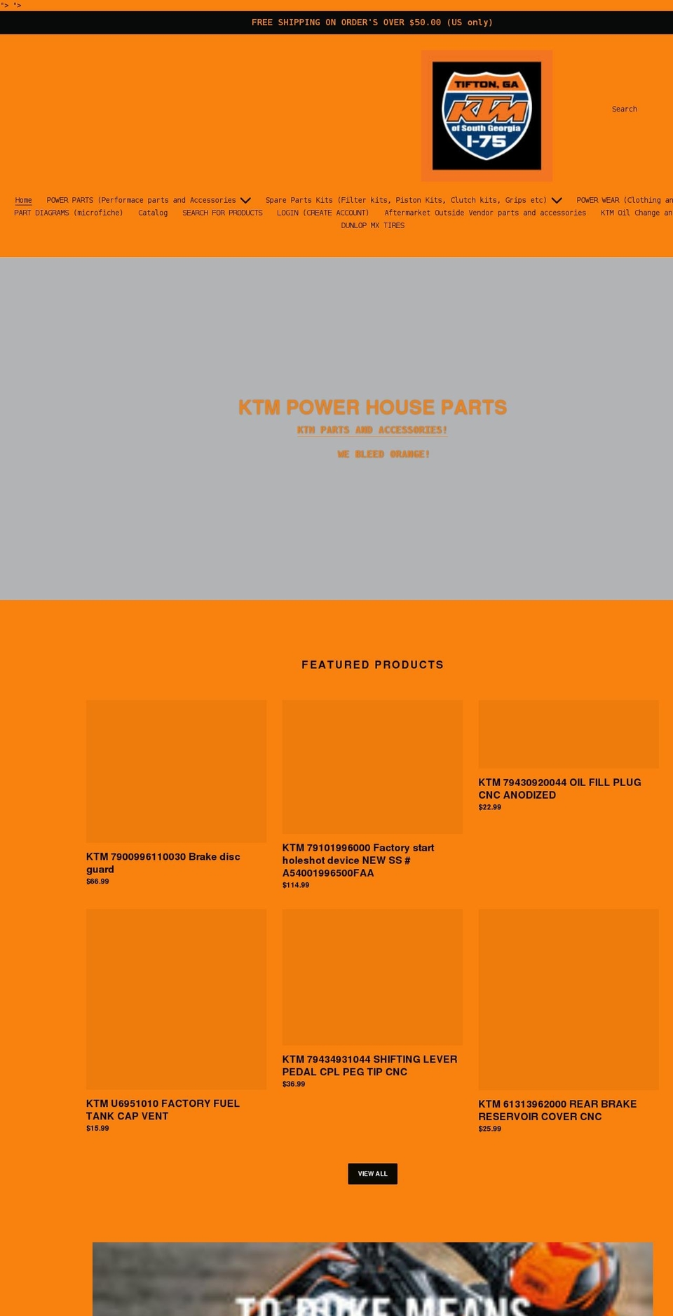 ktmpowerhouseparts.com shopify website screenshot