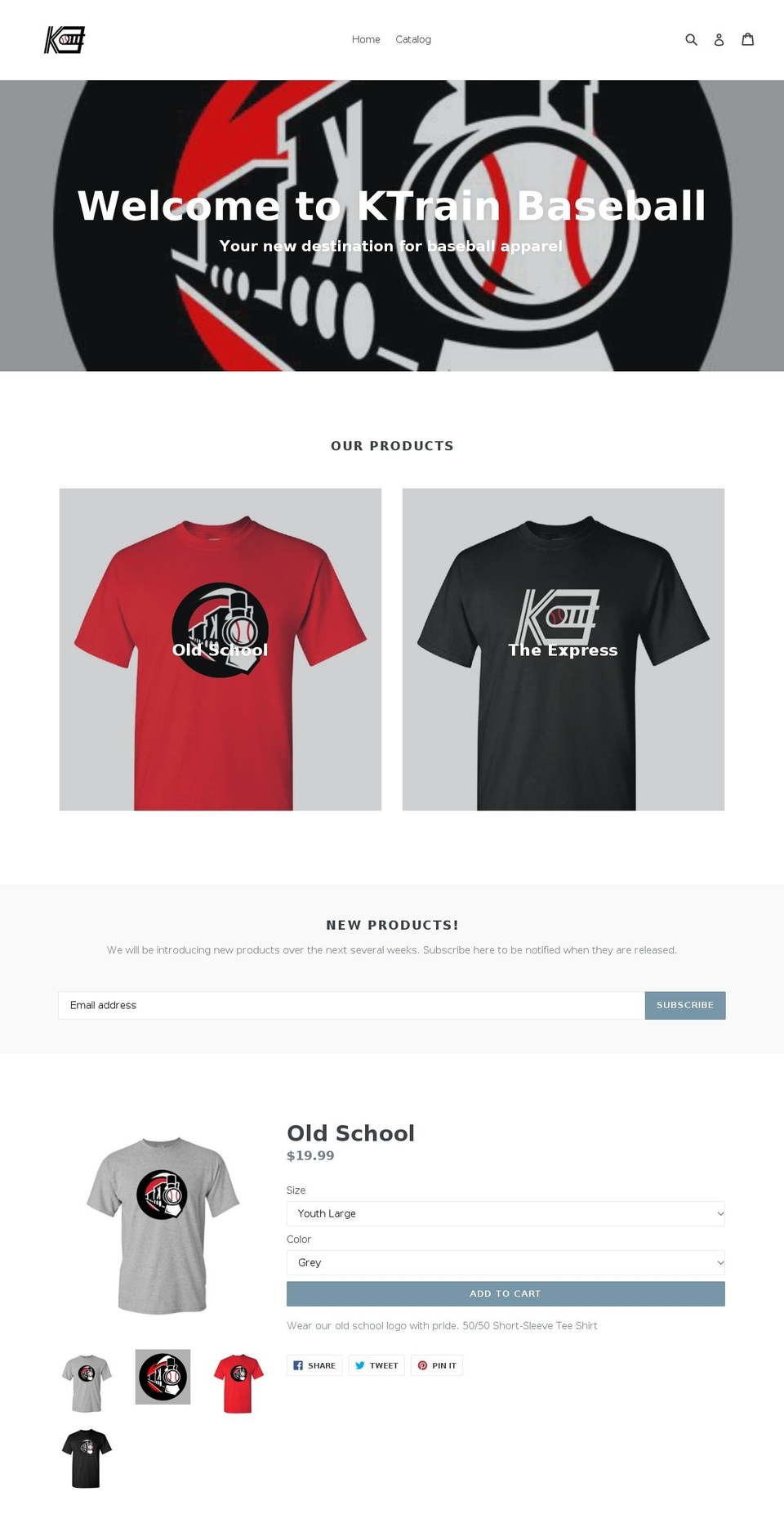 ktrainbaseball.org shopify website screenshot