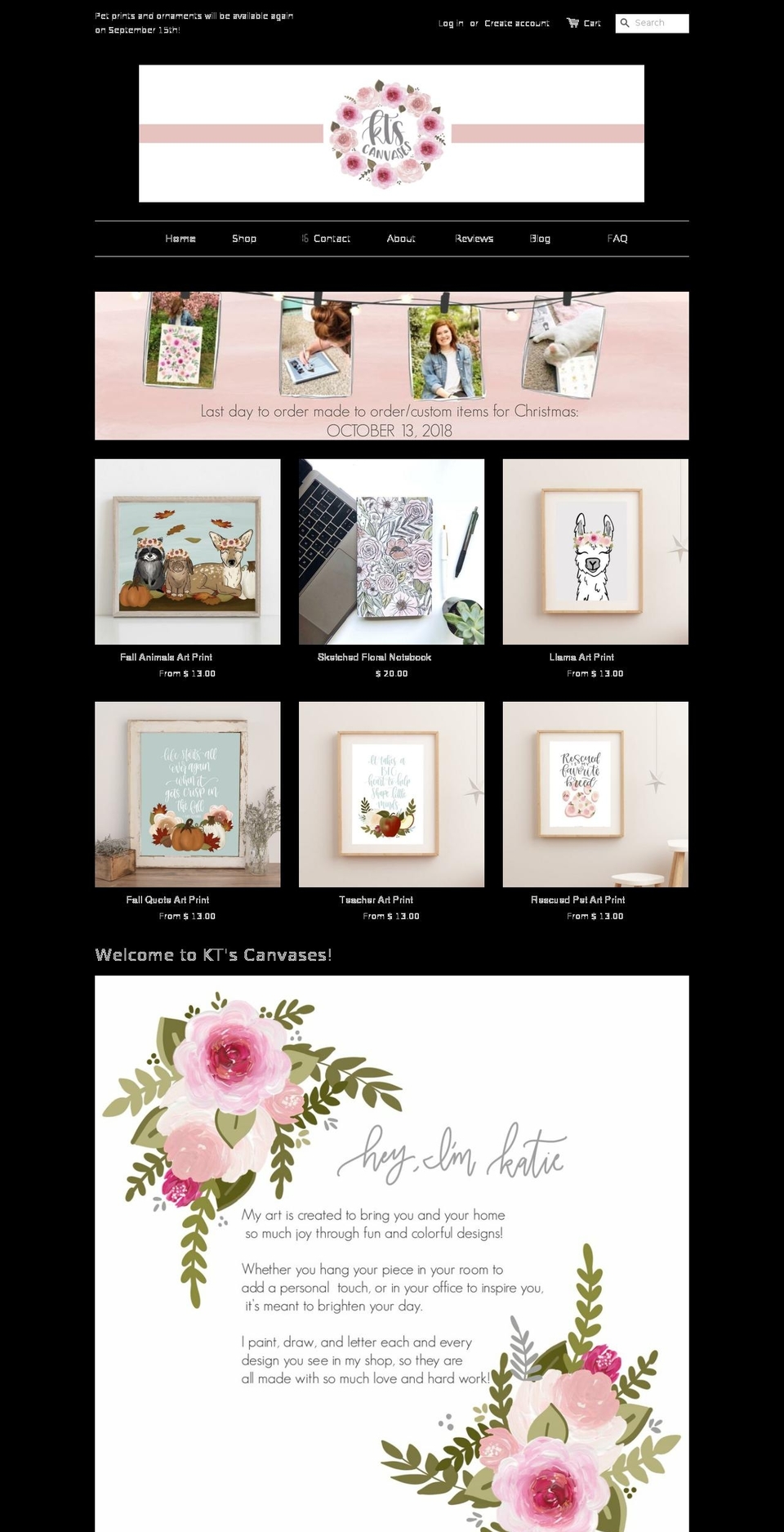 ktscanvases.com — Shopify storefront screenshot