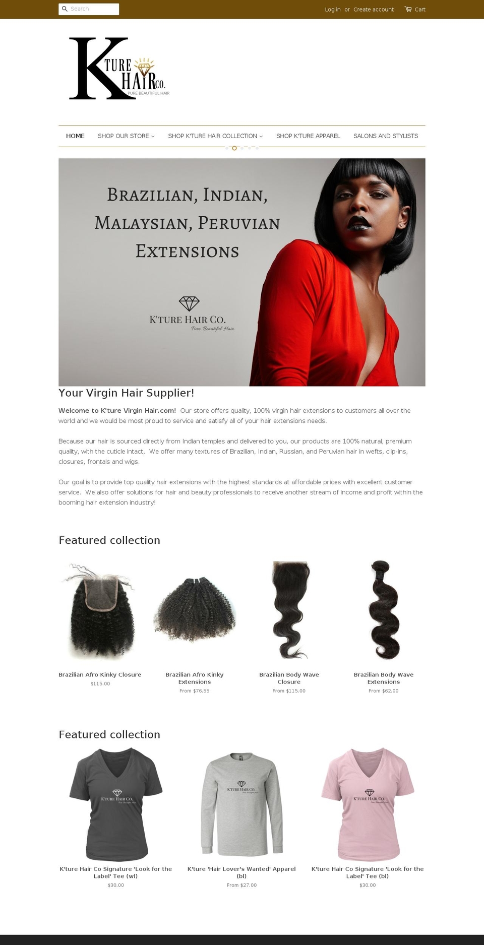 kturevirginhair.com — Shopify storefront screenshot