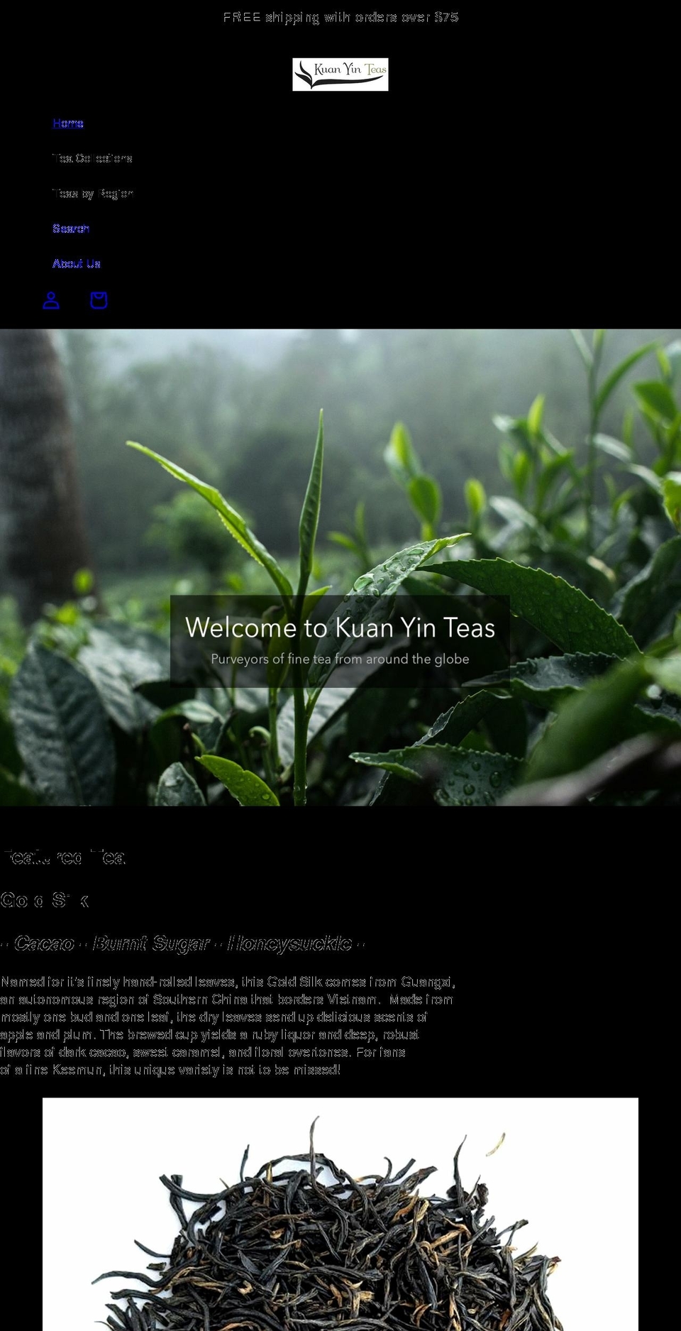 kuanyinteas.com — Shopify storefront screenshot