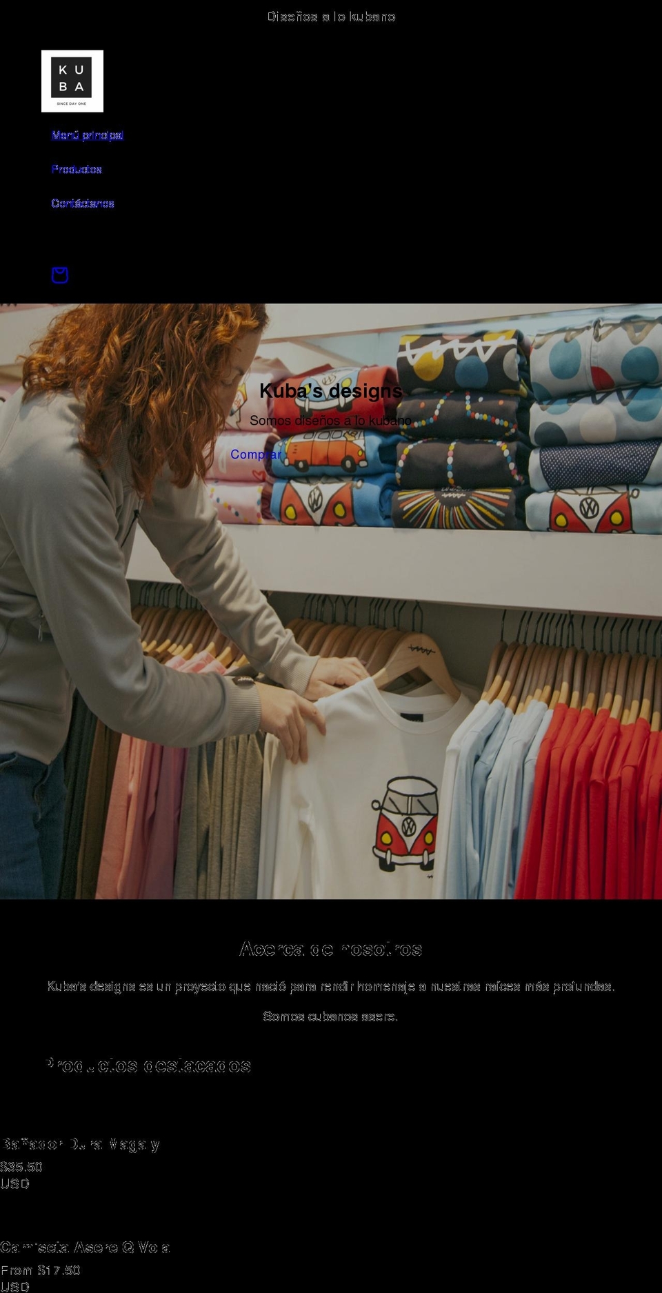 kubadesigns.com shopify website screenshot