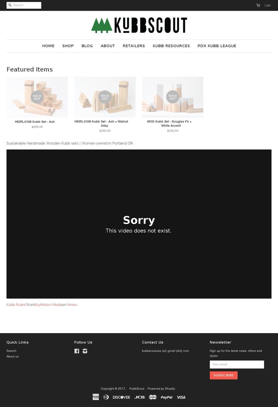 kubbscout.com shopify website screenshot