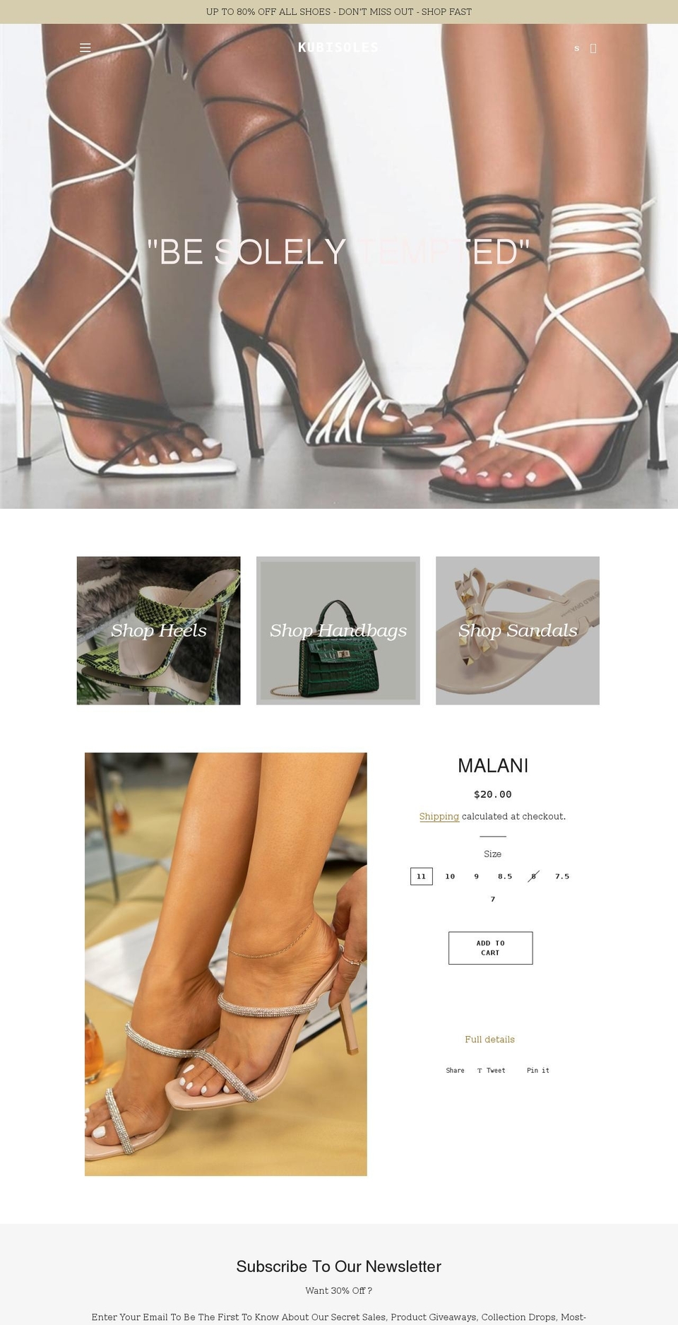 kubisoles.com shopify website screenshot