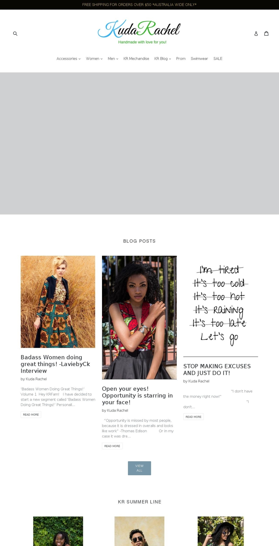 kudarachel.com shopify website screenshot