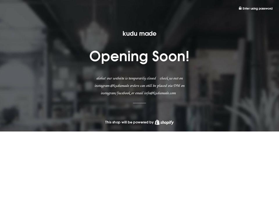 kudumade.com shopify website screenshot