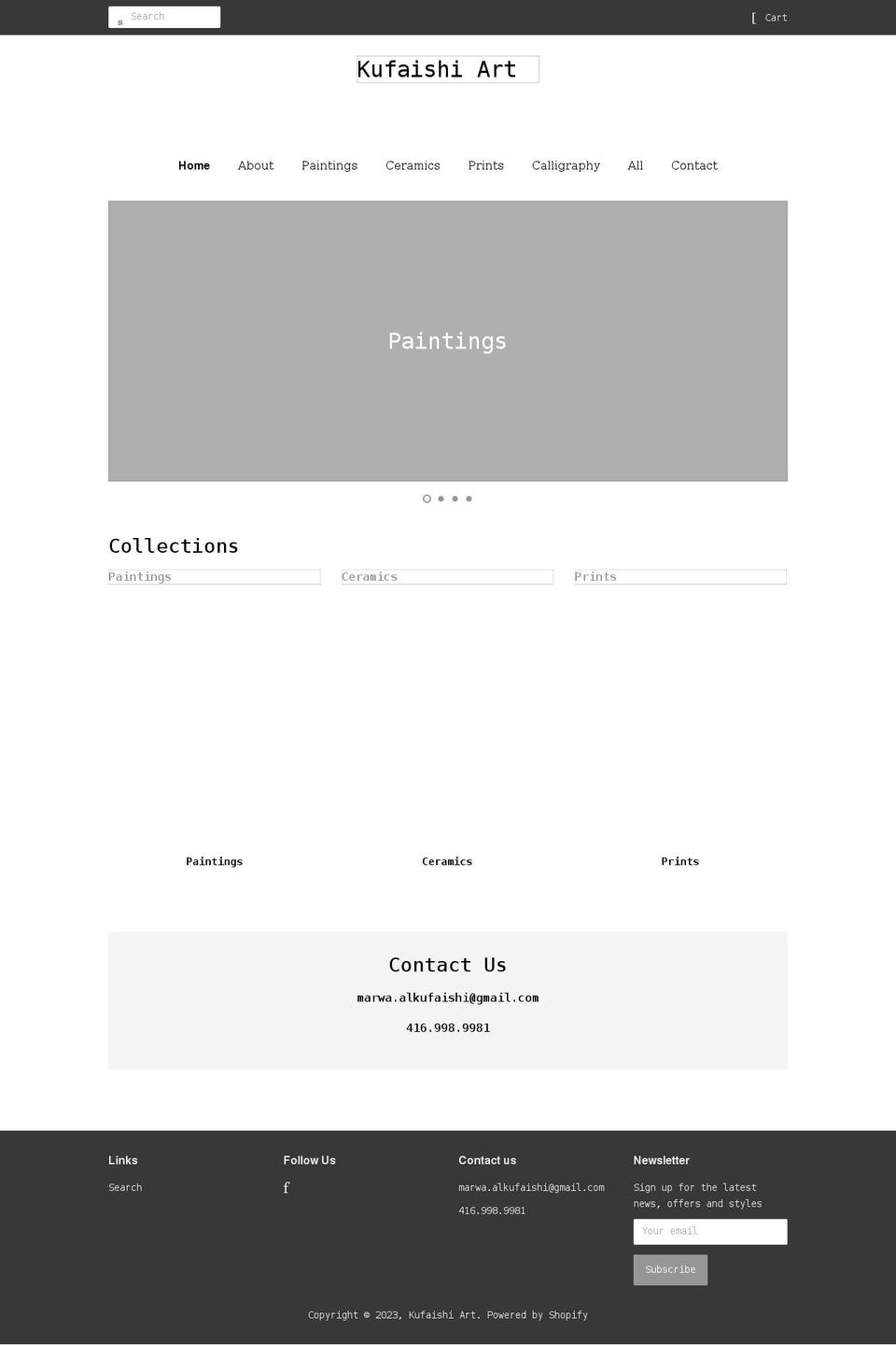 kufaishiart.com shopify website screenshot