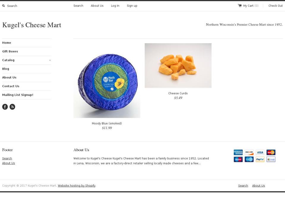 kugelscheesemart.com shopify website screenshot