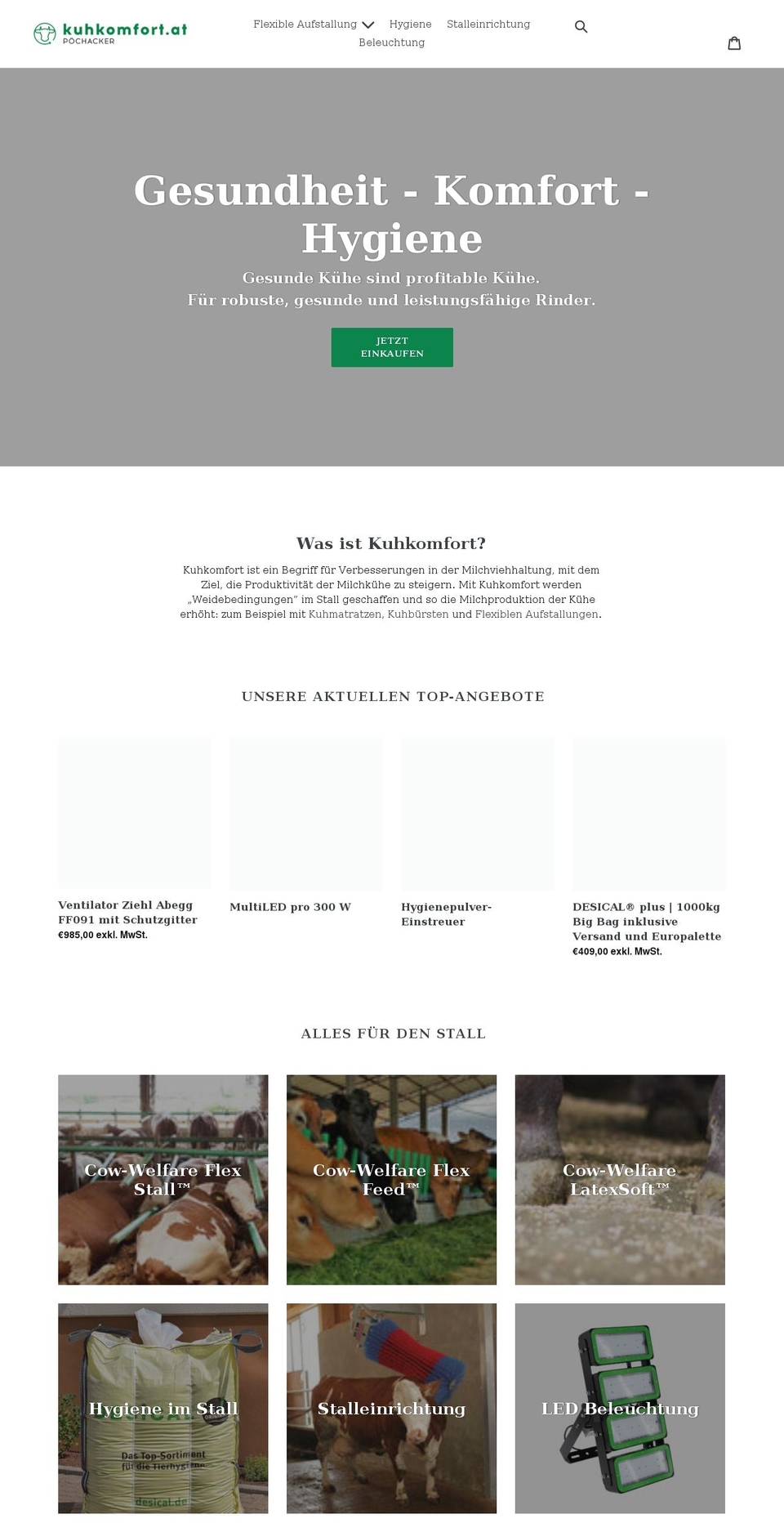 kuhkomfort.at shopify website screenshot