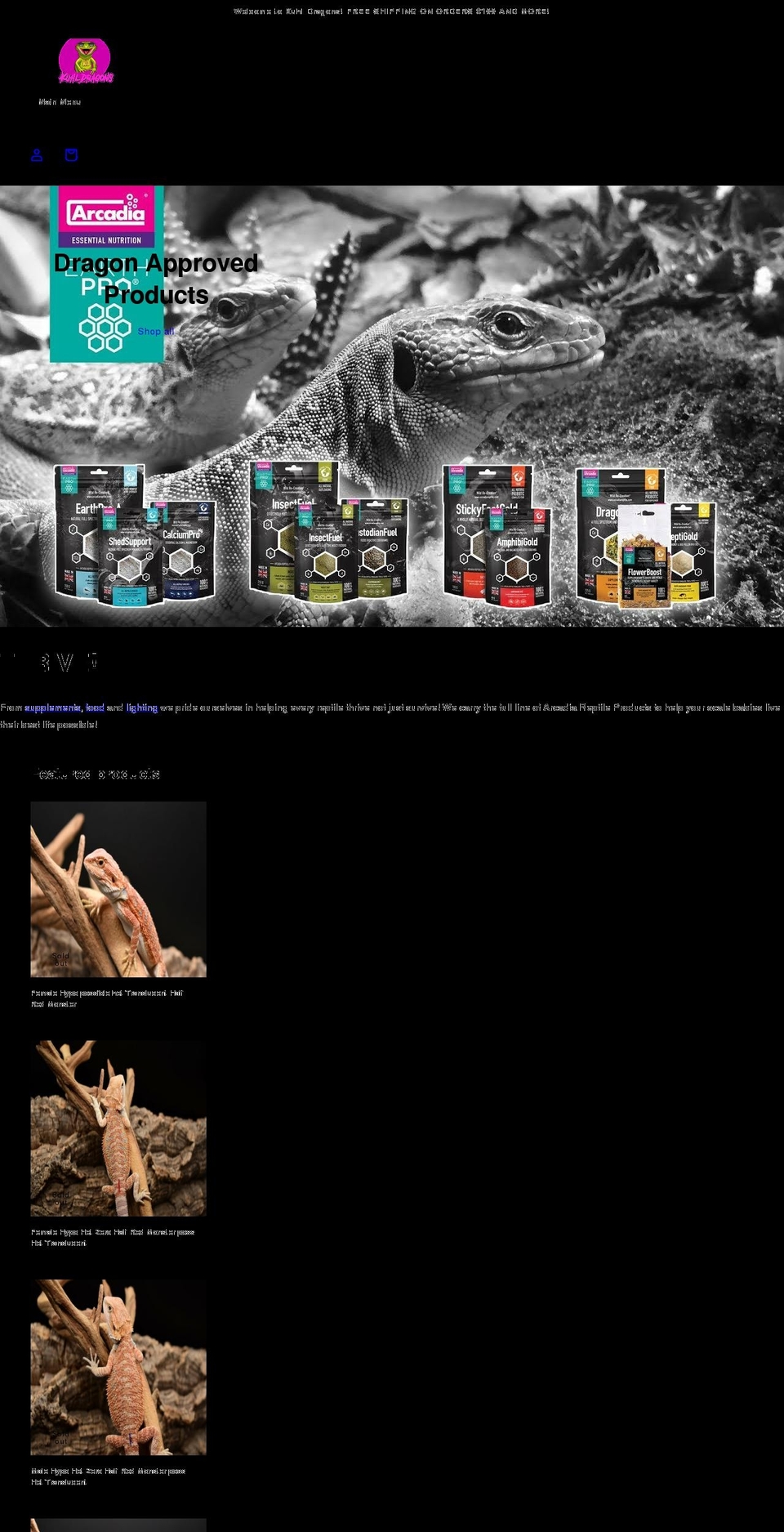 kuhldragons.com shopify website screenshot
