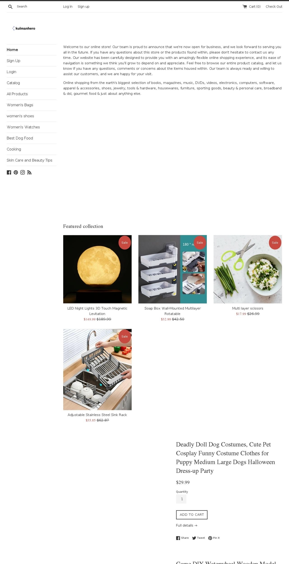 kulmanhero.com — Shopify storefront screenshot