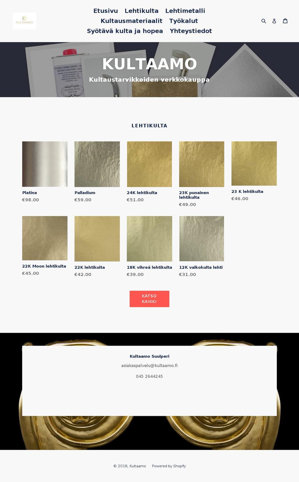 kultaamo.com shopify website screenshot