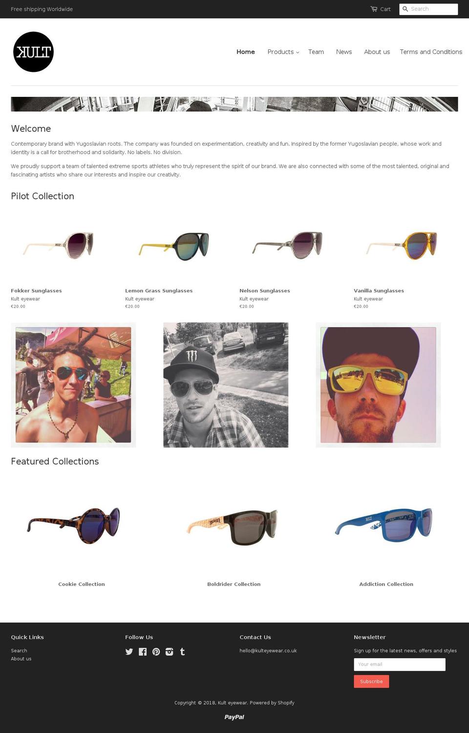 kulteyewear.co.uk shopify website screenshot