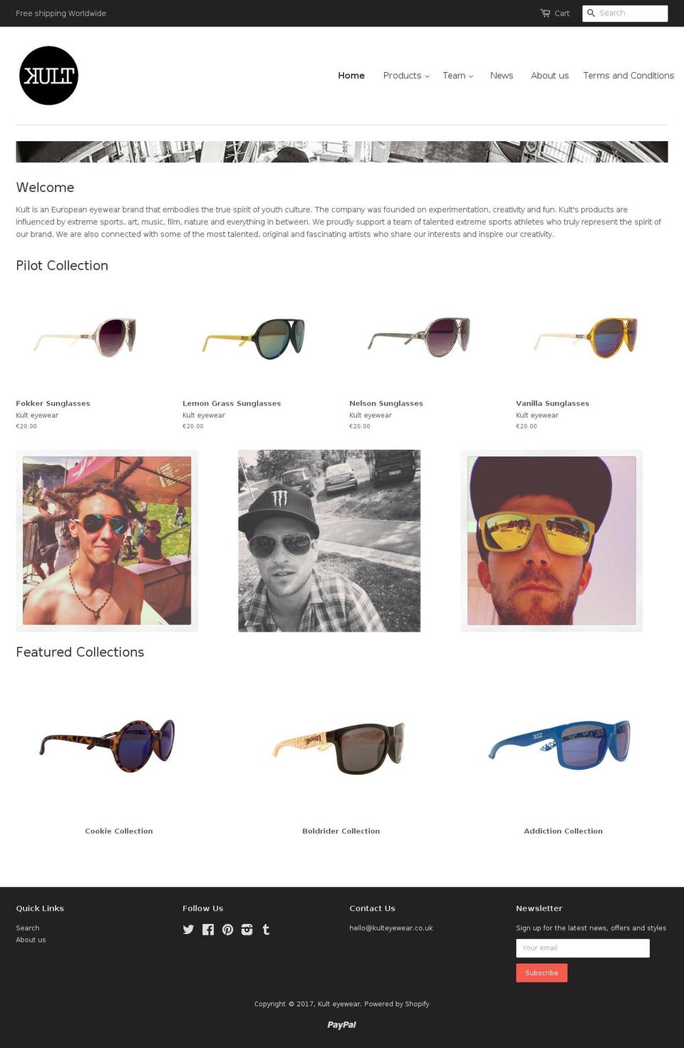 kulteyewear.com shopify website screenshot
