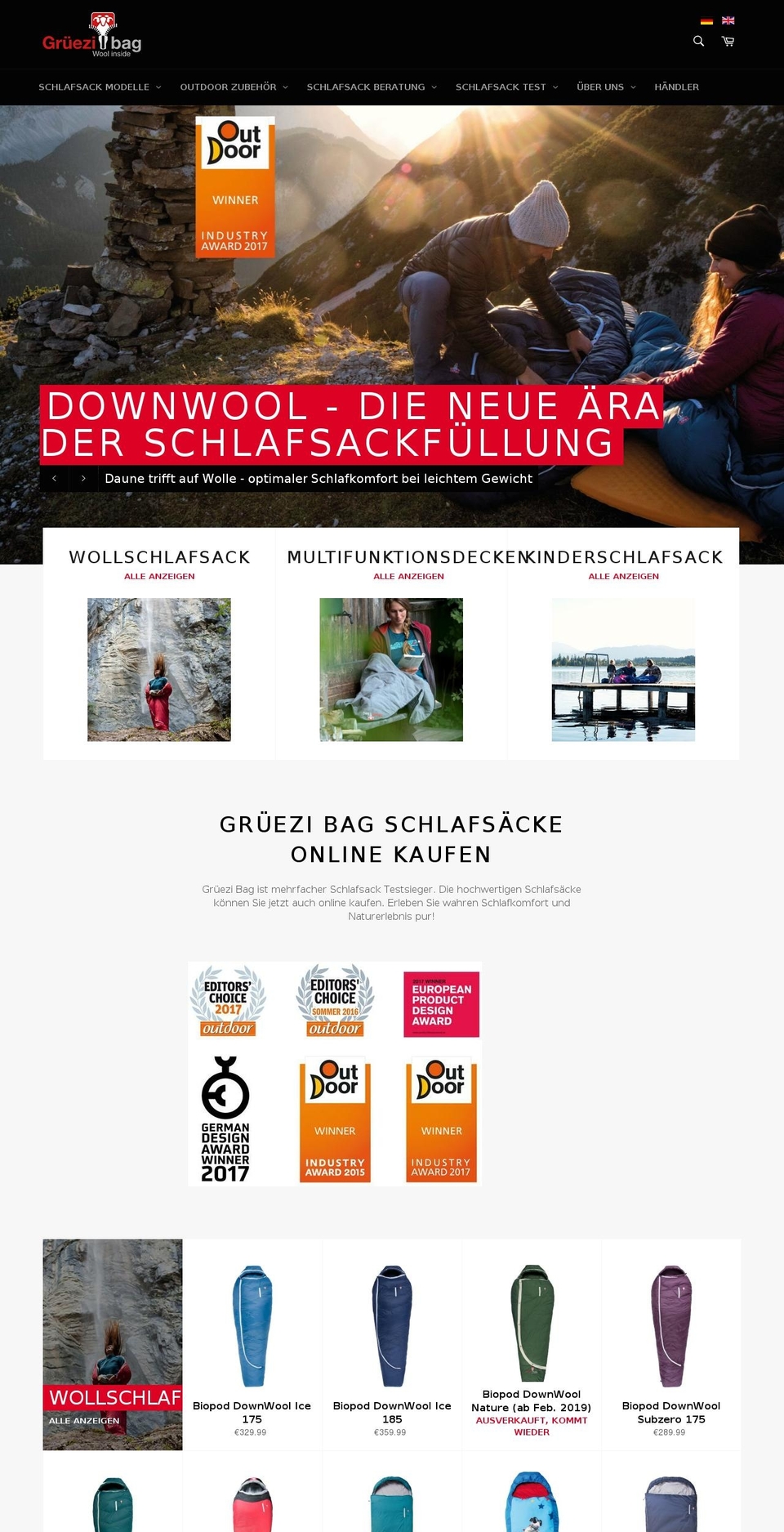 kultschlafsack.de shopify website screenshot