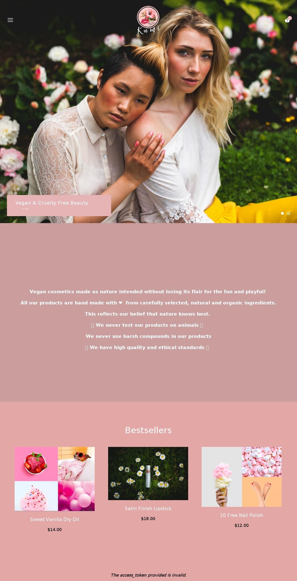 kumibeautyco.com shopify website screenshot