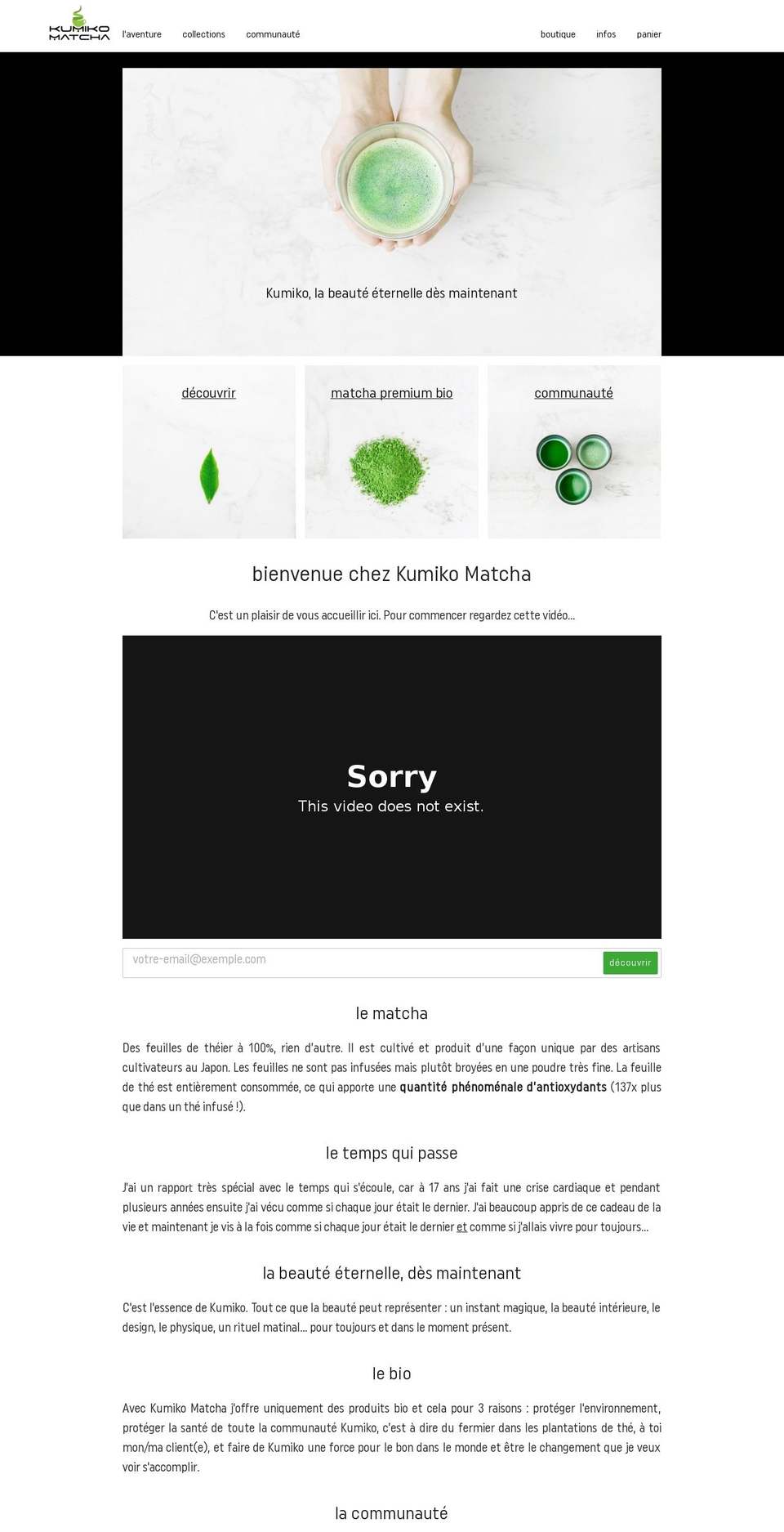 kumikomatcha.com — Shopify storefront screenshot