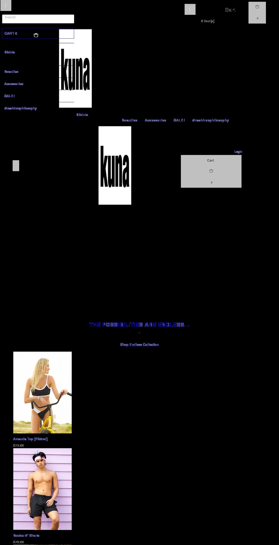 kunaswim.com shopify website screenshot