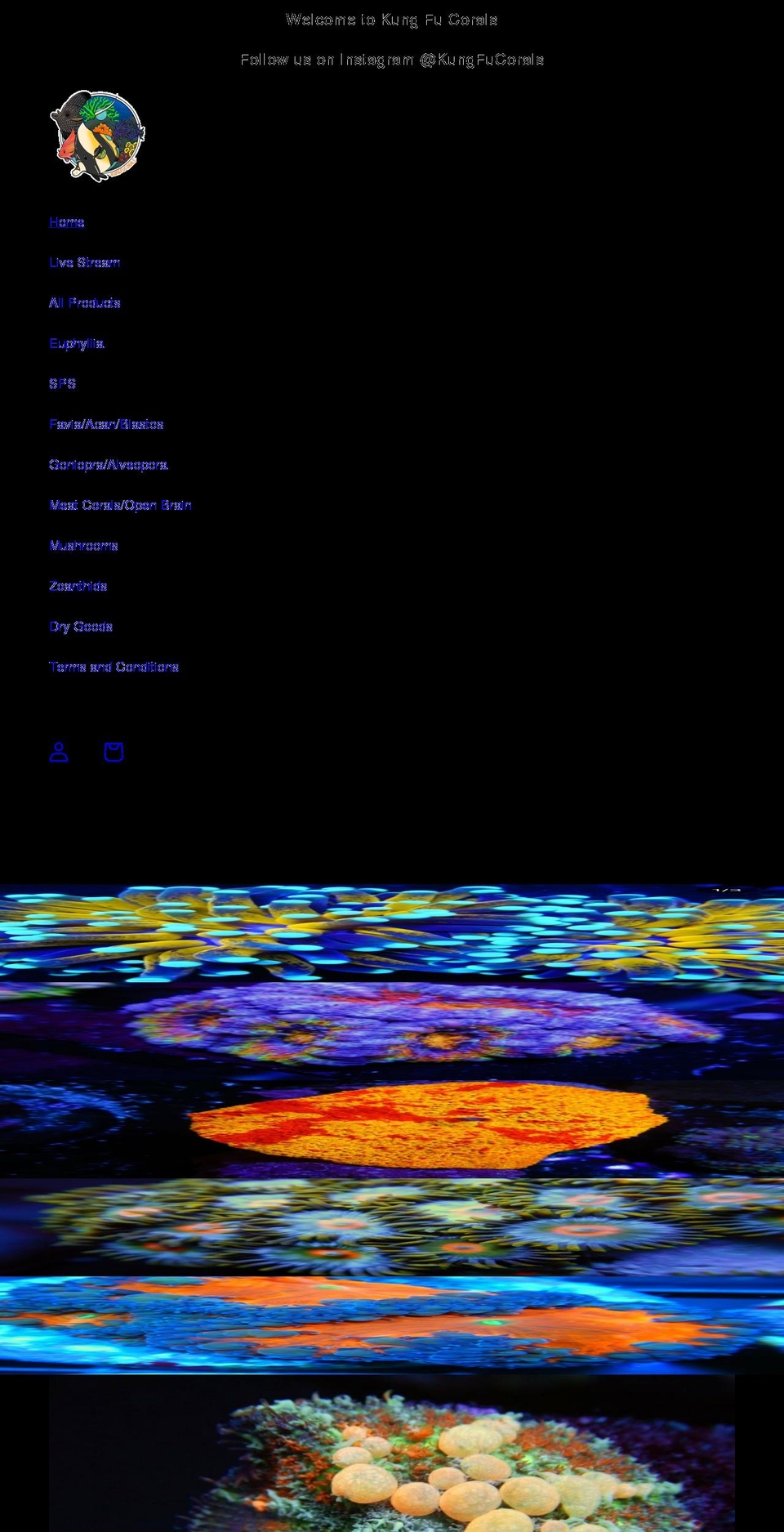 kungfucorals.com shopify website screenshot