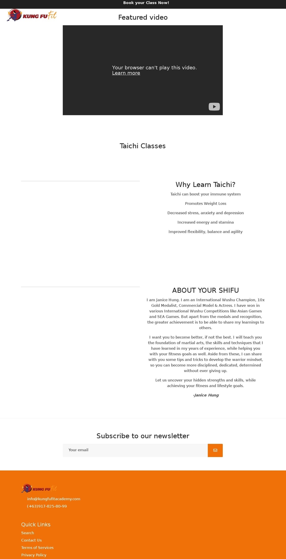 kungfufitacademy.com shopify website screenshot