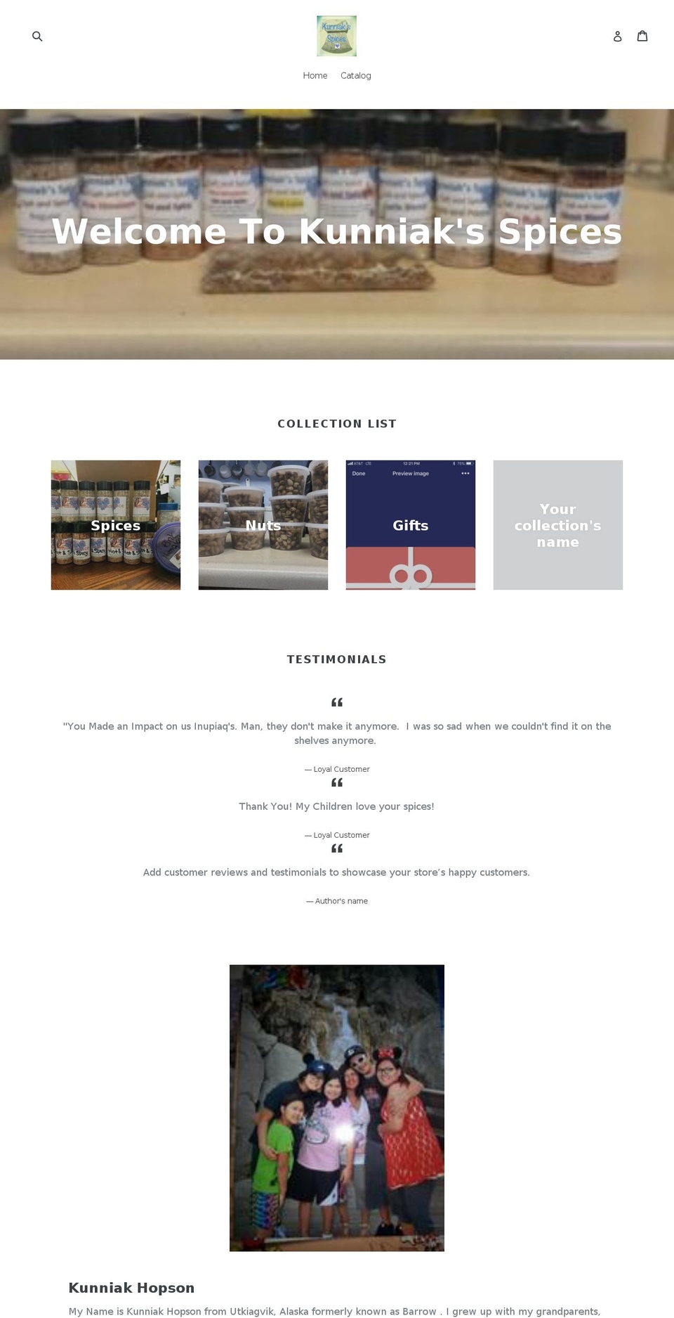 kunniakspices.com — Shopify storefront screenshot