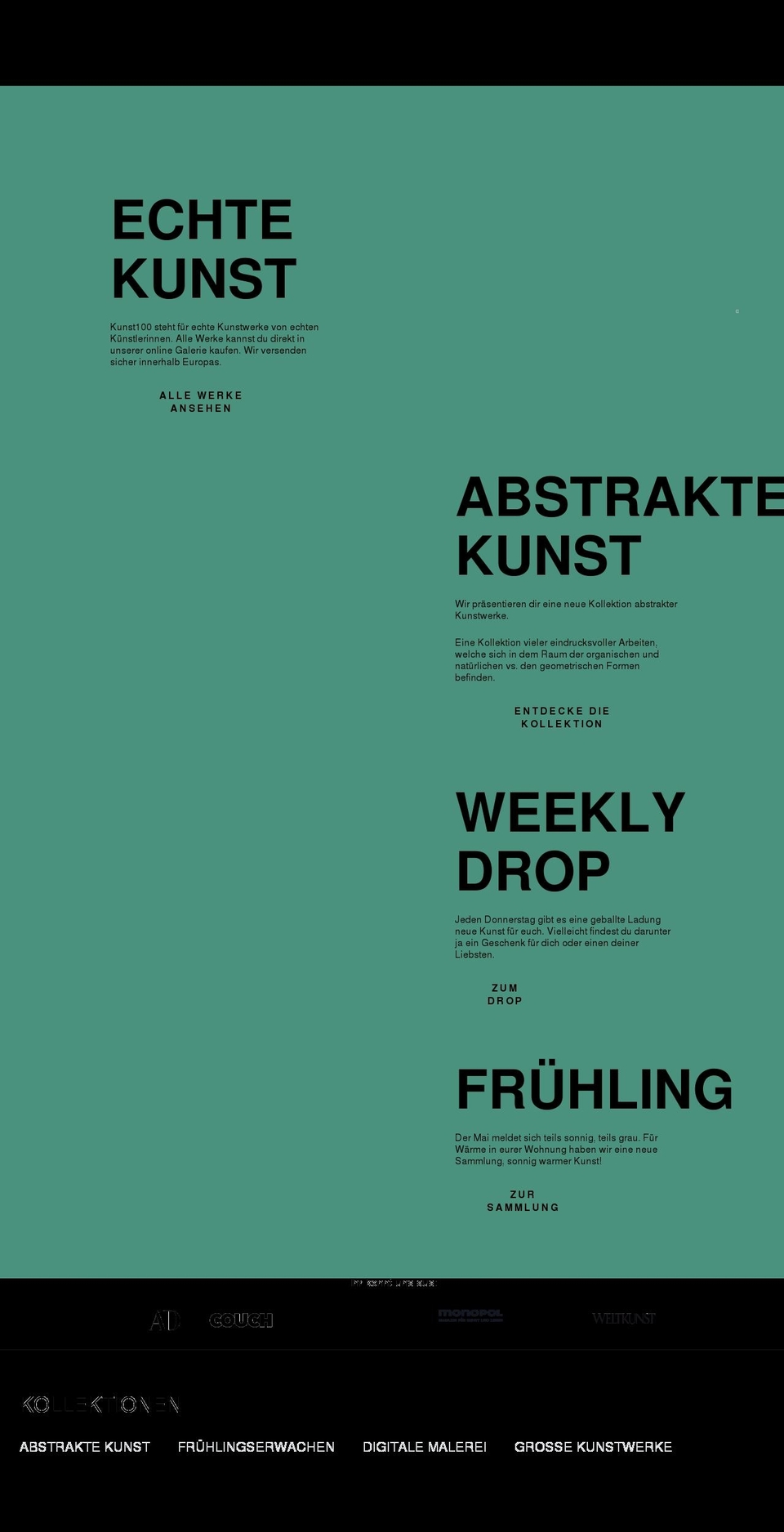 kunst100.com shopify website screenshot