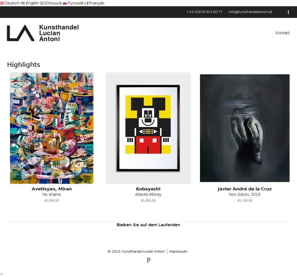 kunsthandelantoni.at shopify website screenshot