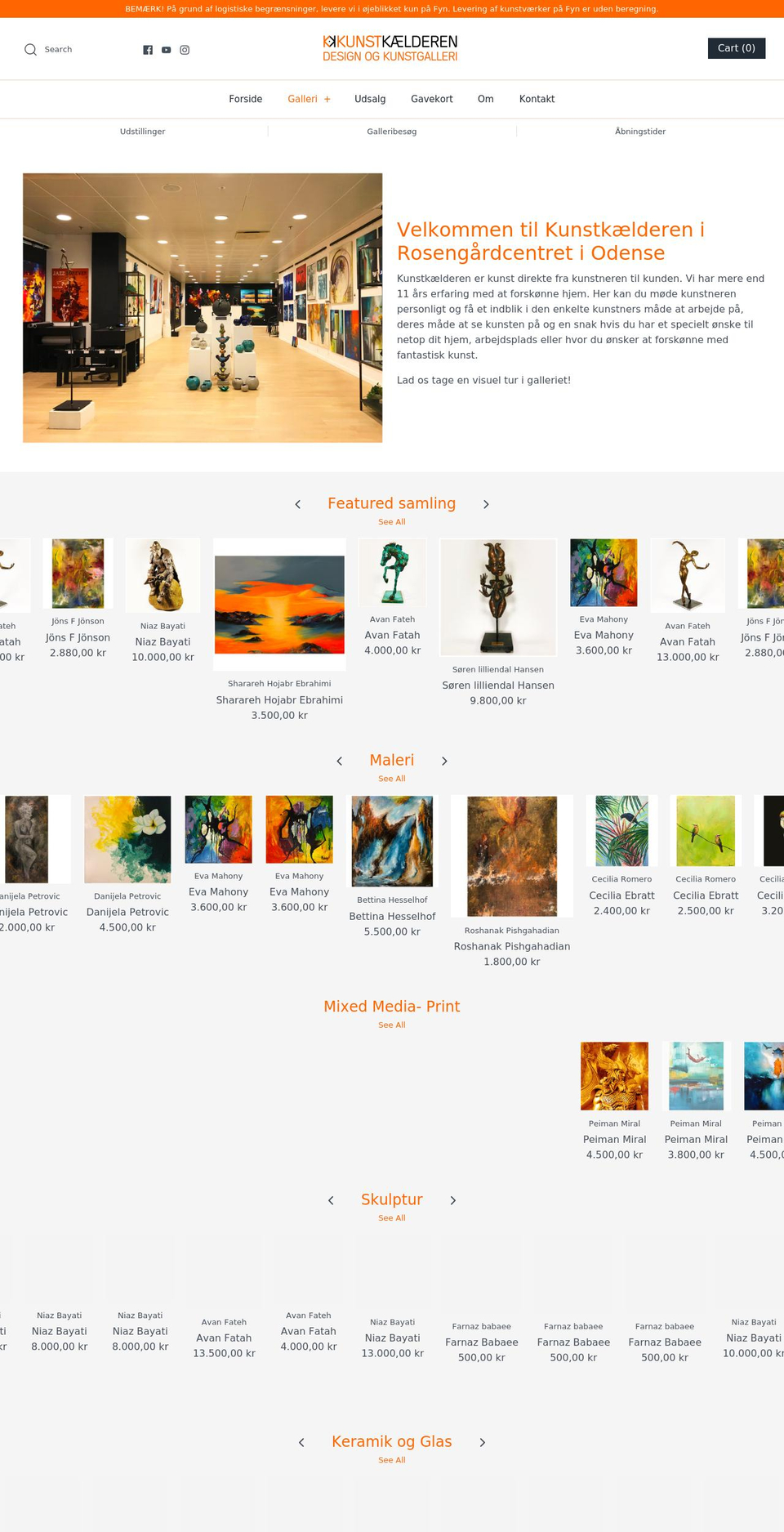 kunstkaelderen.dk shopify website screenshot