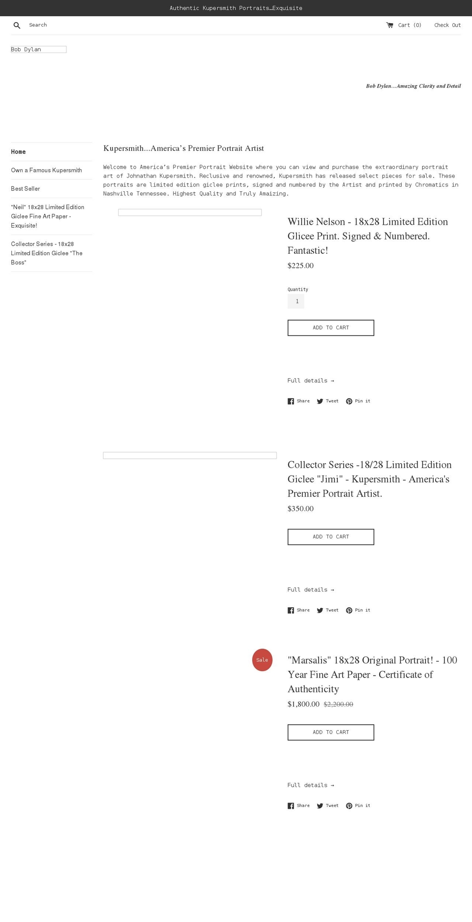 kupersmithart.com shopify website screenshot