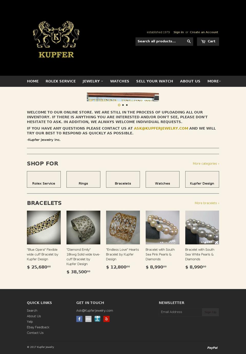 kupferjewelry.com shopify website screenshot