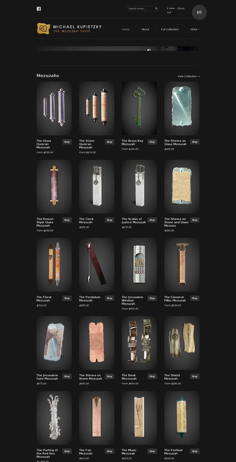 kupietzkymezuzah.com — Shopify storefront screenshot