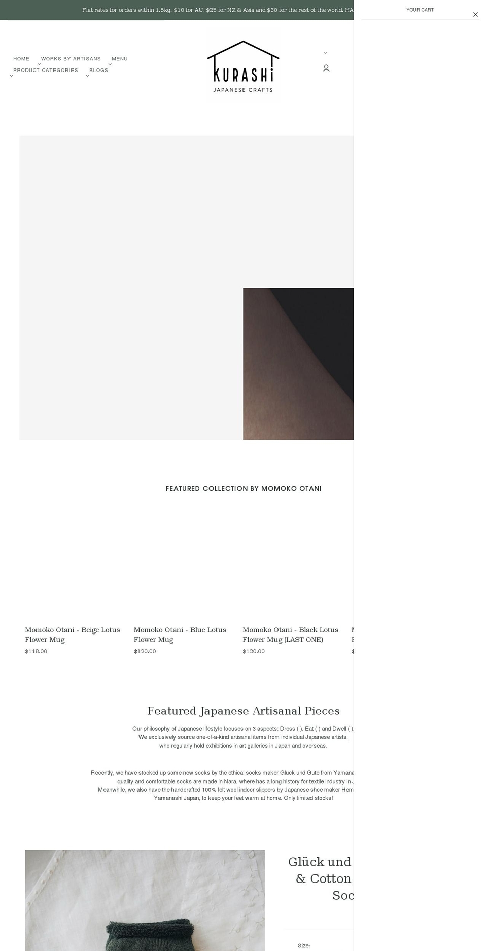 kurashicrafts.com shopify website screenshot