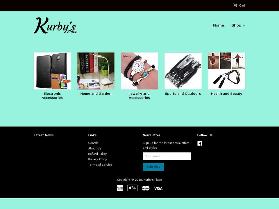 kurbysplace.com — Shopify storefront screenshot