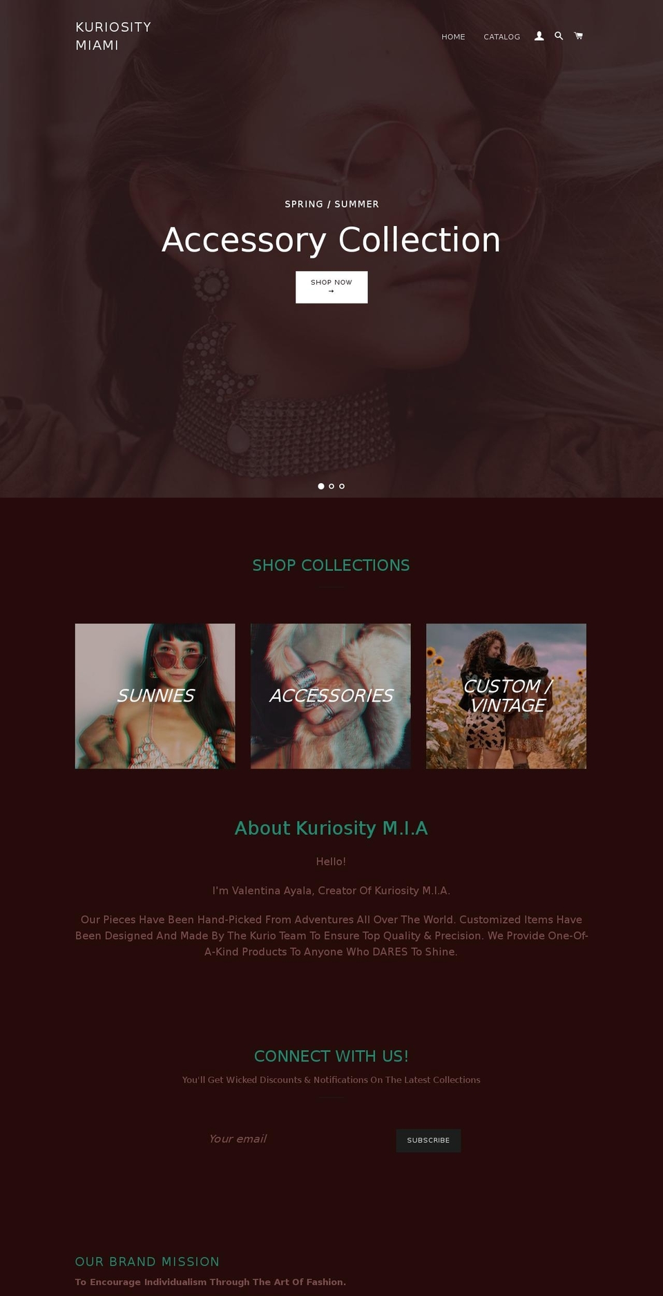 kuriositymia.com shopify website screenshot
