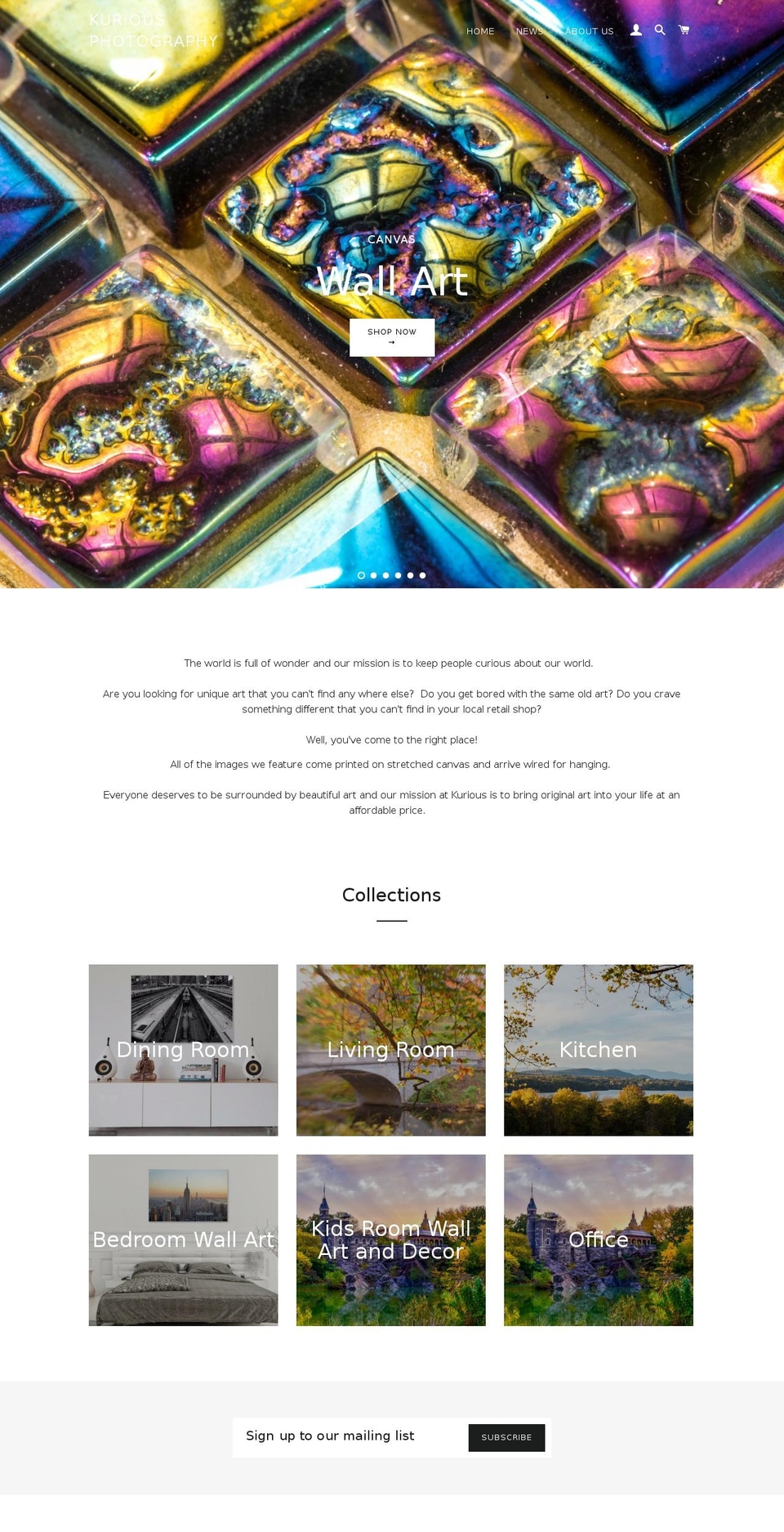 kuriousphotography.com — Shopify storefront screenshot
