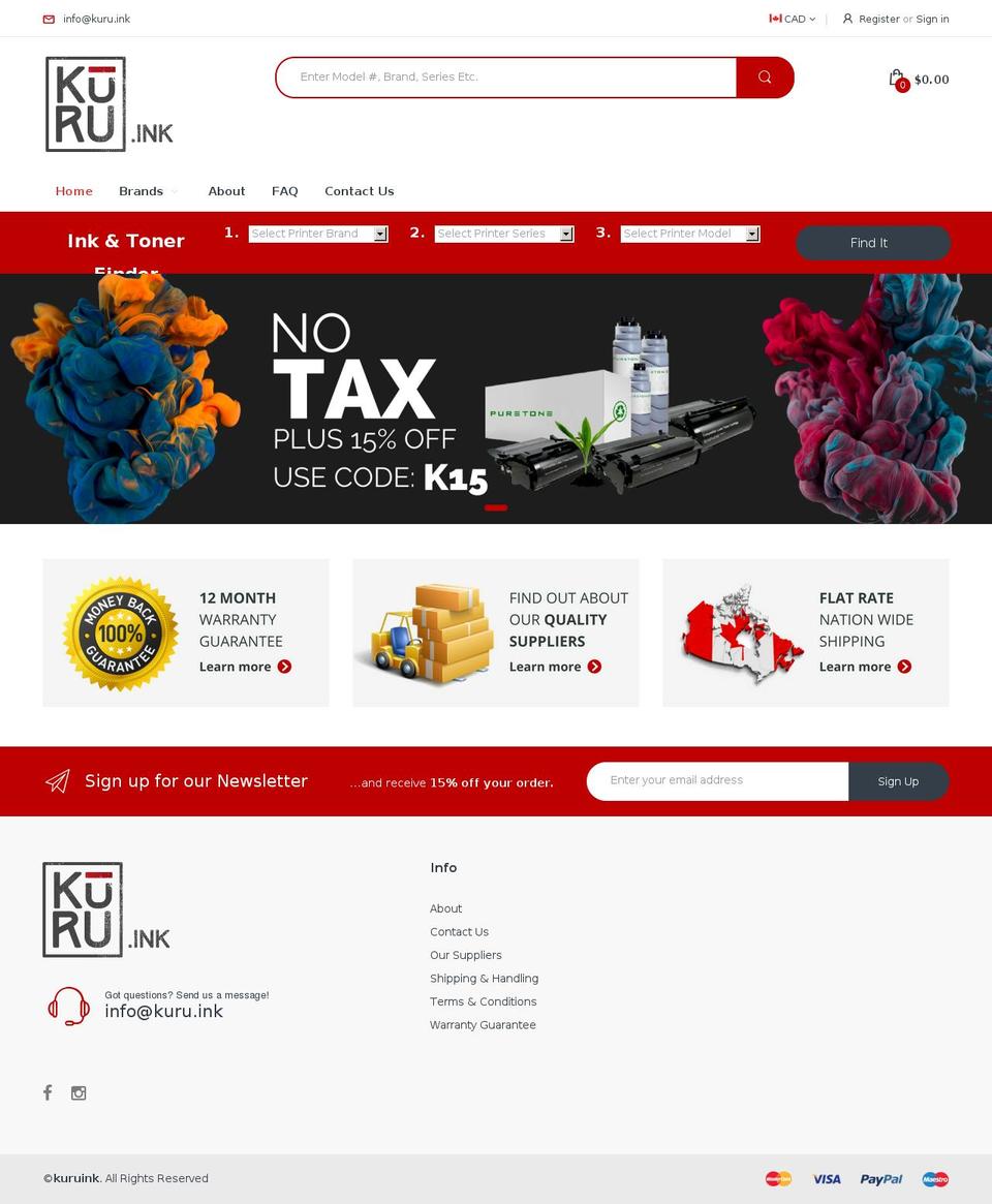 kuruink.com shopify website screenshot