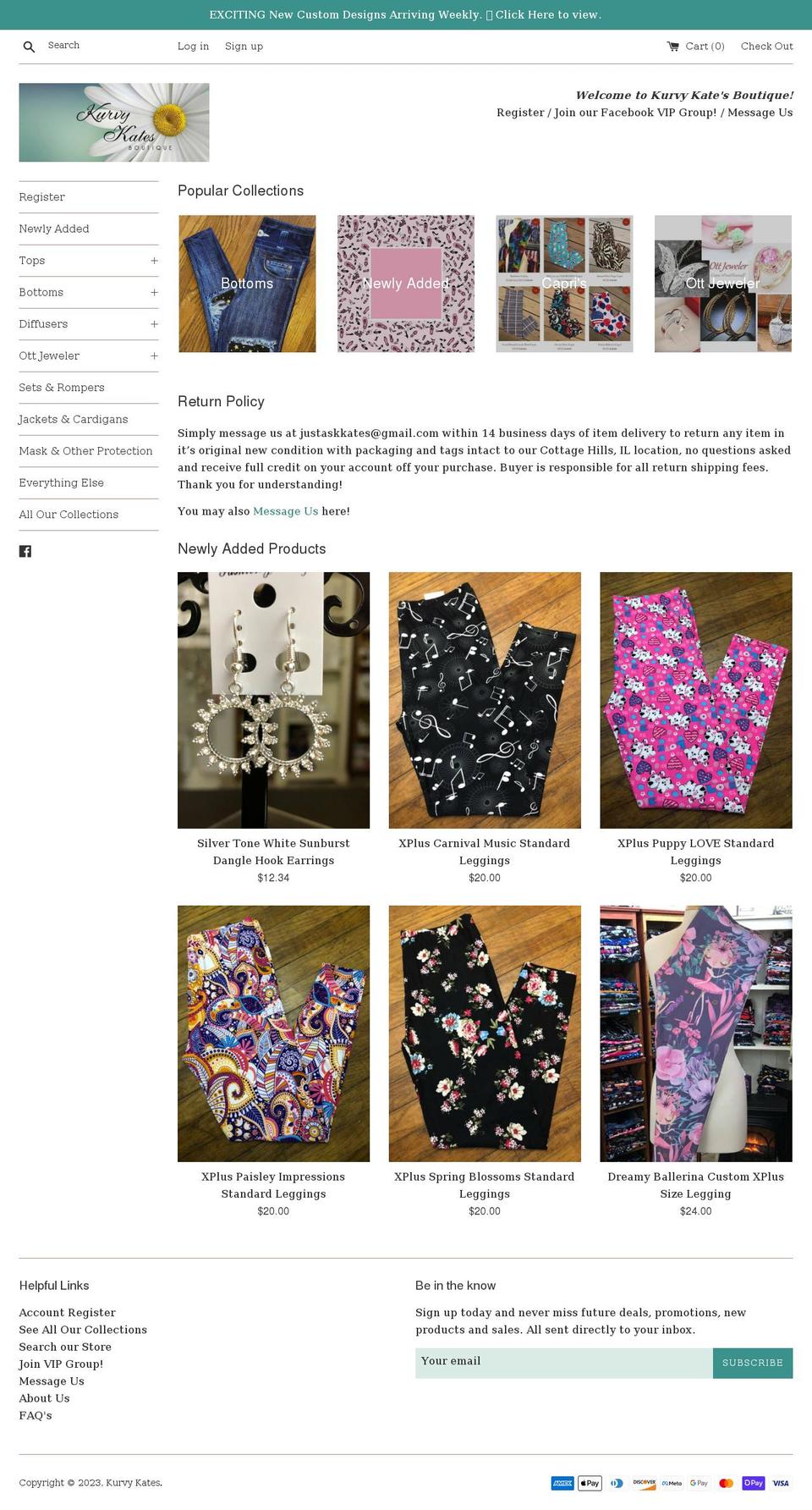 kurvykates.com shopify website screenshot