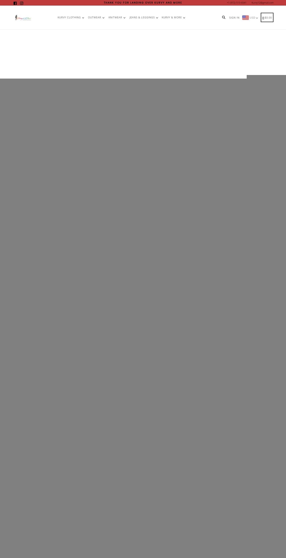 kurvymore.com shopify website screenshot