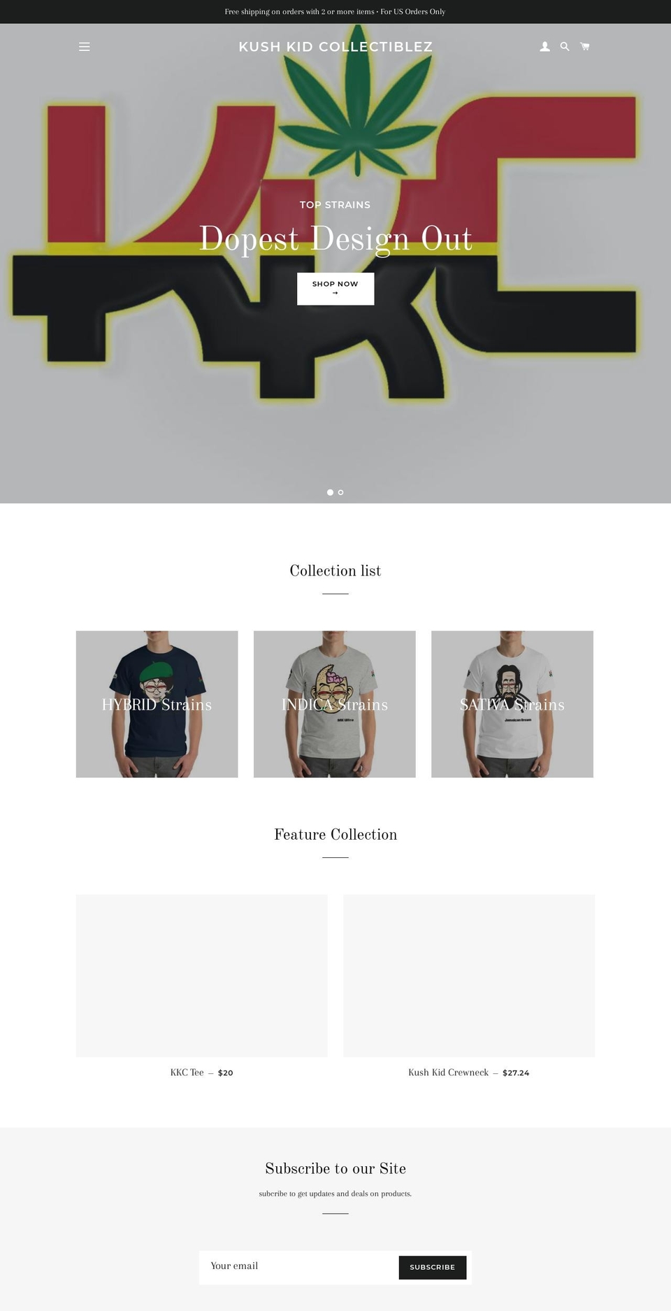 kushkidcollectiblez.com — Shopify storefront screenshot