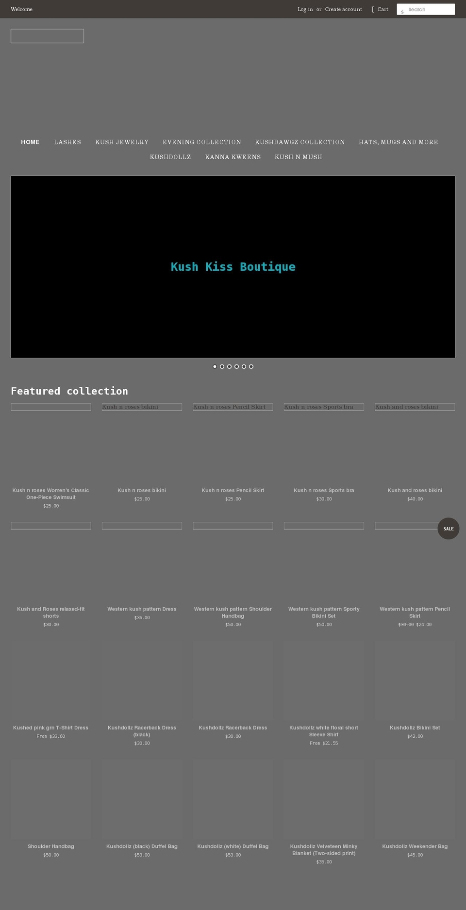 kushkissboutique.com shopify website screenshot
